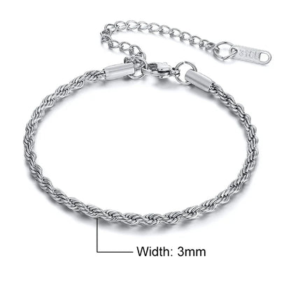 Silver Tone Twisted Cable Chain Bracelet Mens