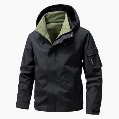 Waterproof Hoodie Jacket with Zip Pockets for Men