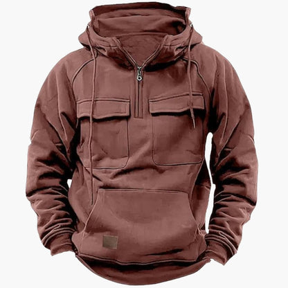 Men's Half Zip Hooded Sweatshirt with Pockets - Vossary