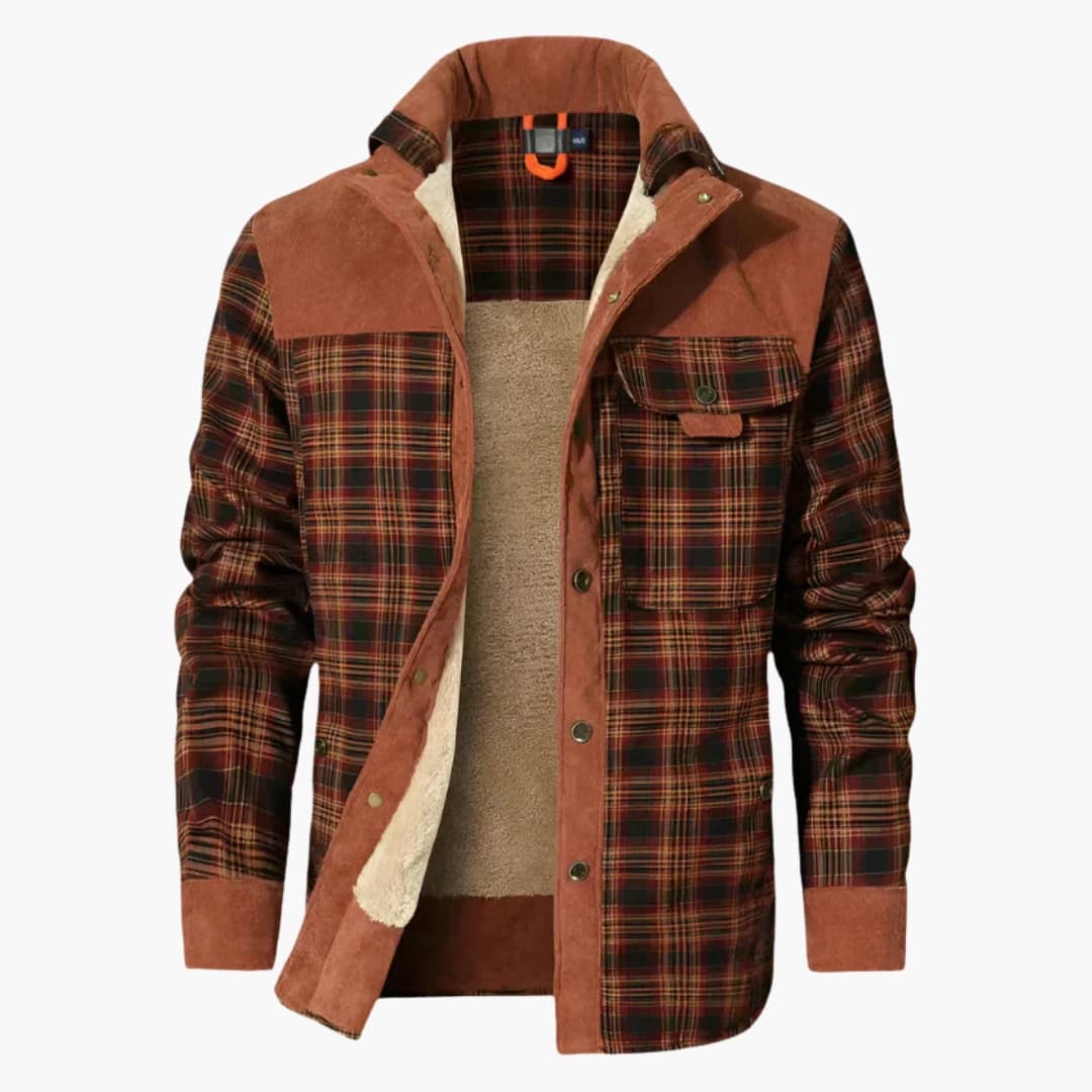 Classic Plaid Coat with Buttons and Side Pockets