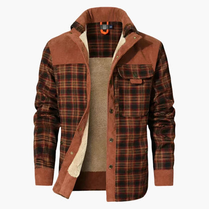 Classic Plaid Coat with Buttons and Side Pockets