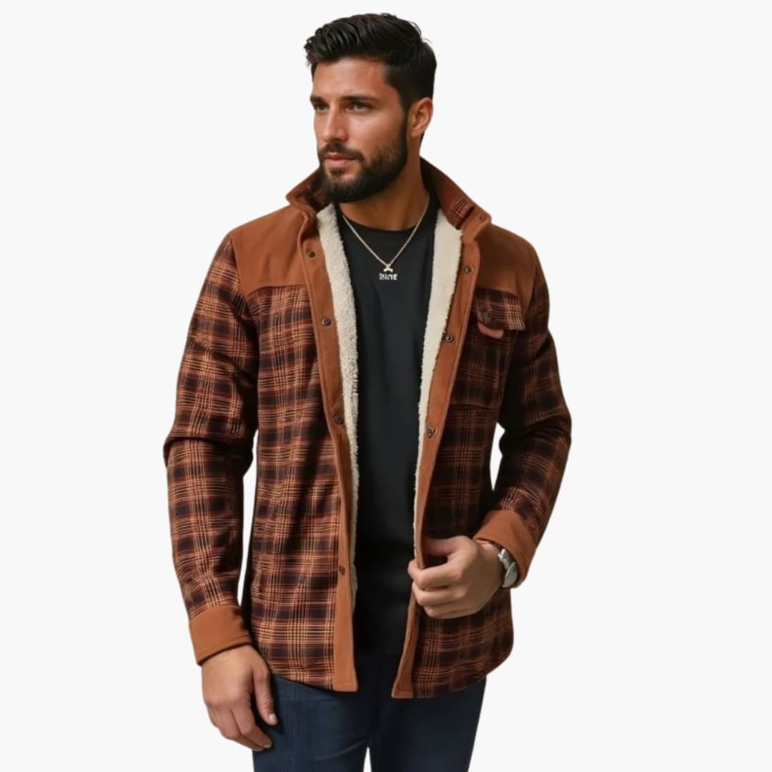 Classic Plaid Coat with Buttons and Side Pockets