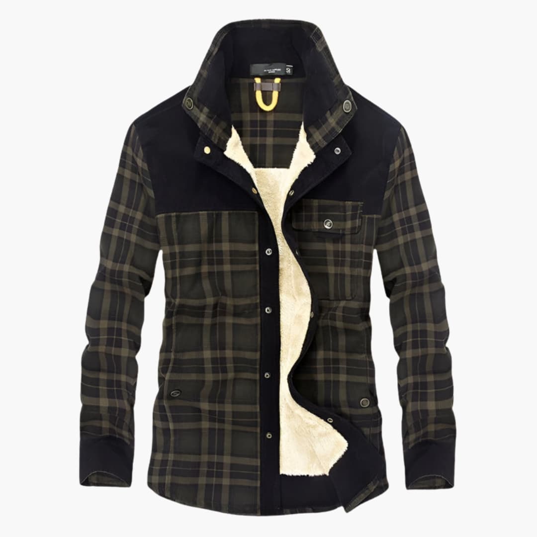 Classic Plaid Coat with Buttons and Side Pockets