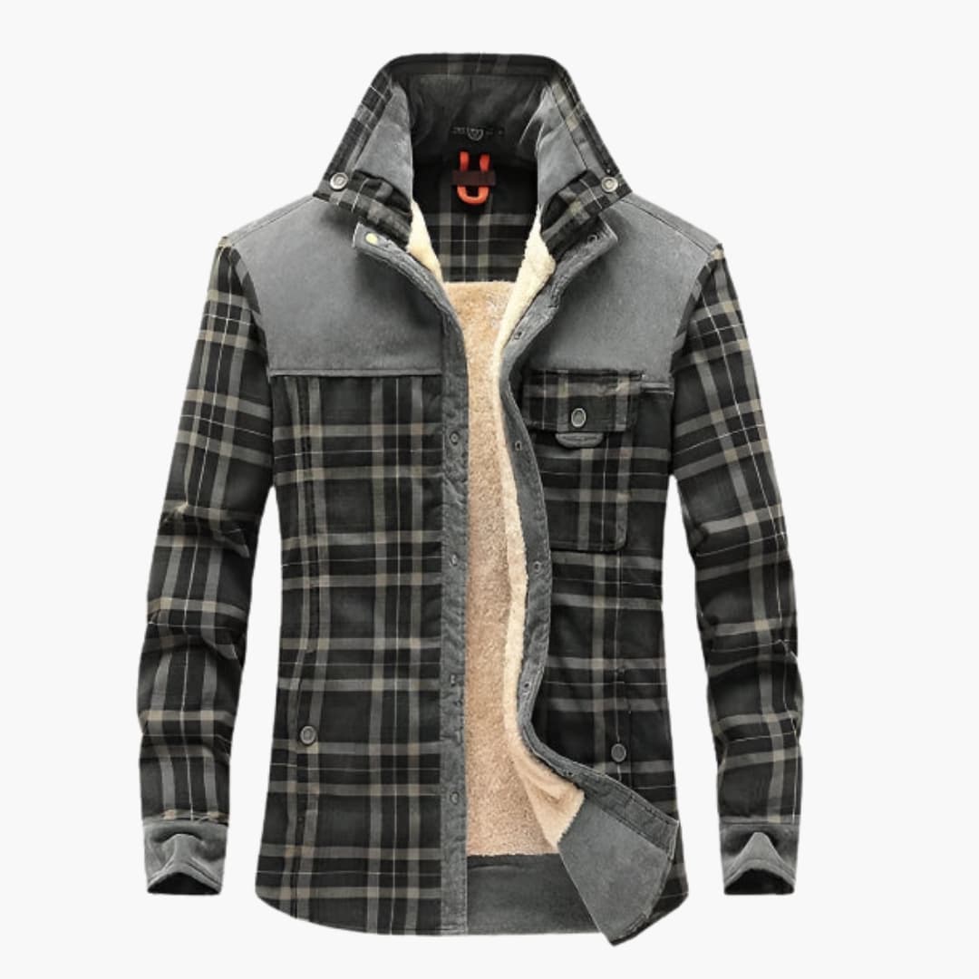 Classic Plaid Coat with Buttons and Side Pockets