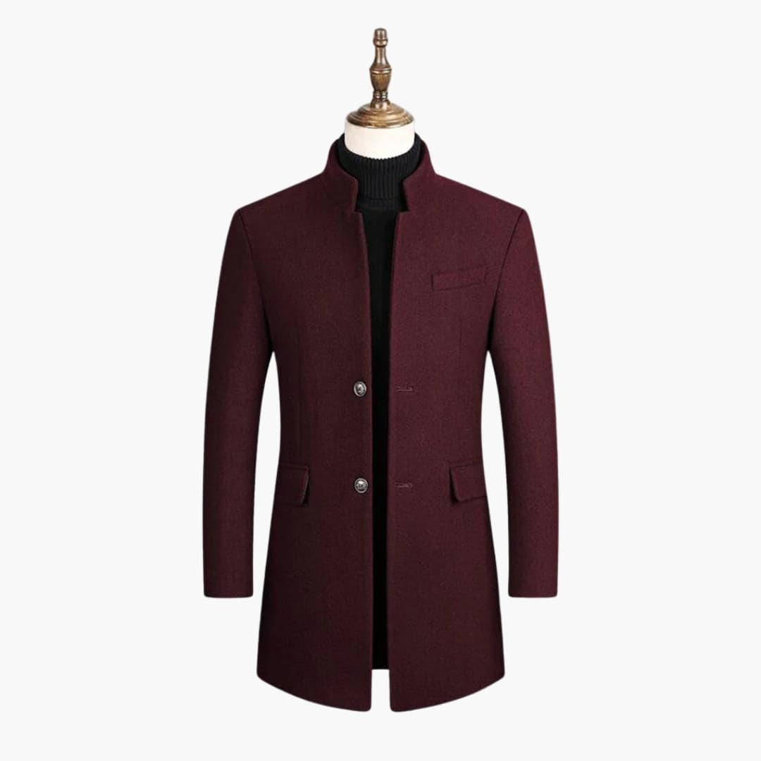 Tall Men's Classic Overcoat with Buttons - Vossary