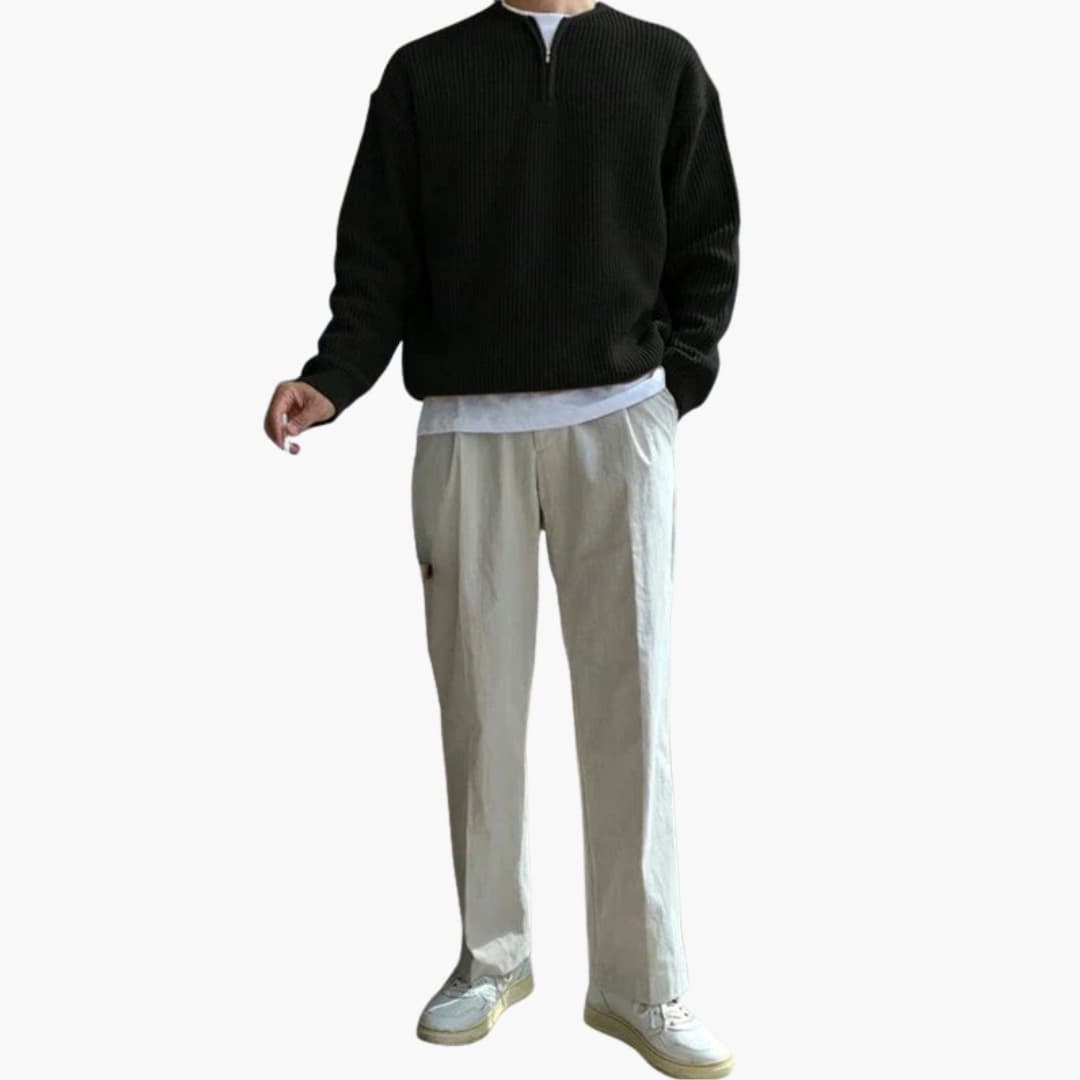 Men's Large Crew Neck Knitted Sweater