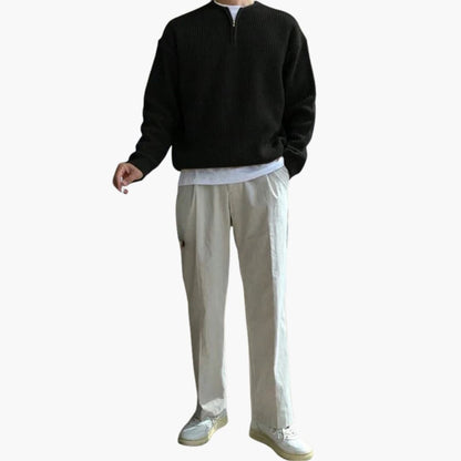 Men's Large Crew Neck Knitted Sweater