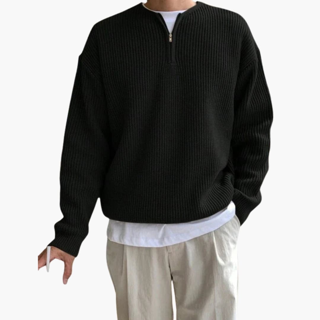 Men's Large Crew Neck Knitted Sweater