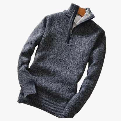 Men's Half Zip Ribbed Crew Neck Sweater - Vossary
