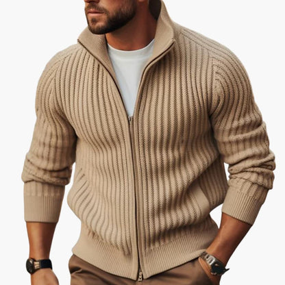 Men's Textured Zip Up Sweater - Vossary