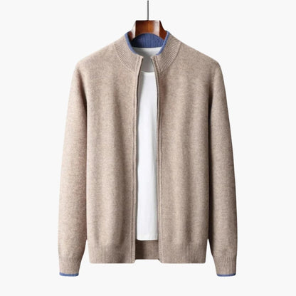 Men's Cozy Zip Cardigan with Ribbed Details