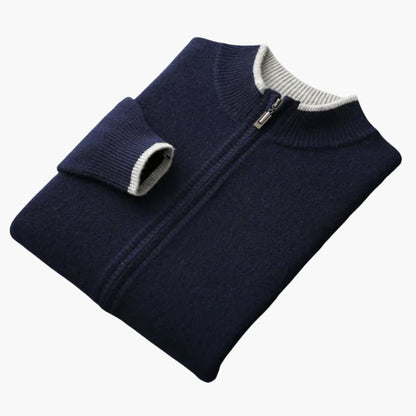 Men's Cozy Zip Cardigan with Ribbed Details