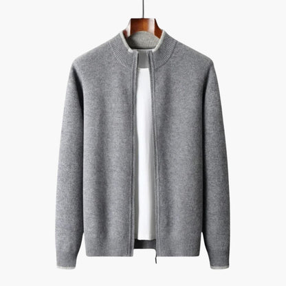 Men's Cozy Zip Cardigan with Ribbed Details