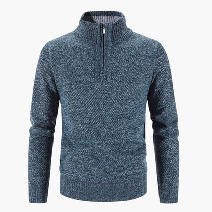Warm Mens Textured Half Zip Sweater
