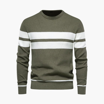 Classic Crew Neck Men's Striped Pullover Sweater - Vossary