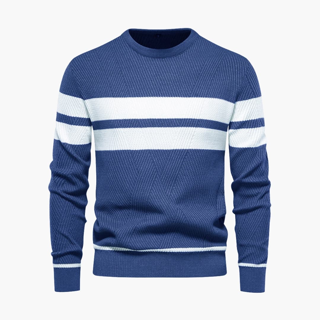 Classic Crew Neck Men's Striped Pullover Sweater