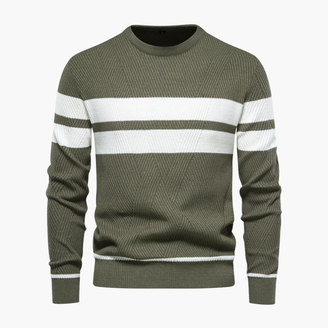 Classic Crew Neck Men's Striped Pullover Sweater