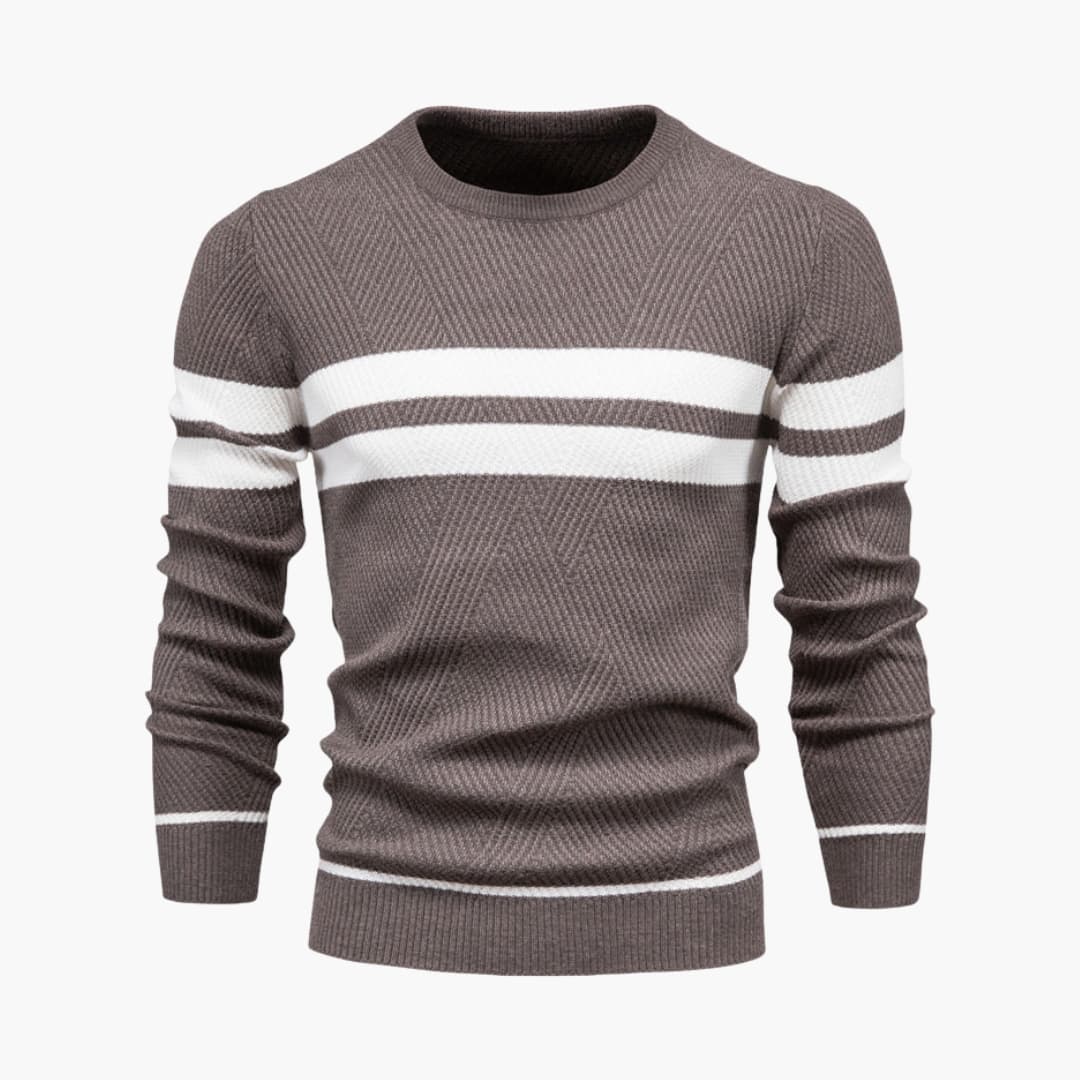 Classic Crew Neck Men's Striped Pullover Sweater