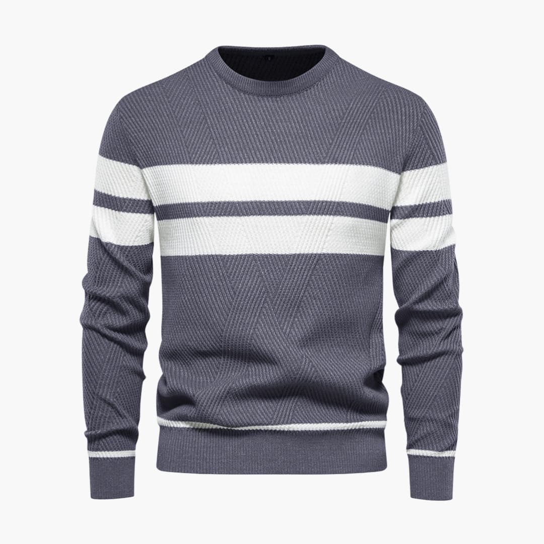 Classic Crew Neck Men's Striped Pullover Sweater