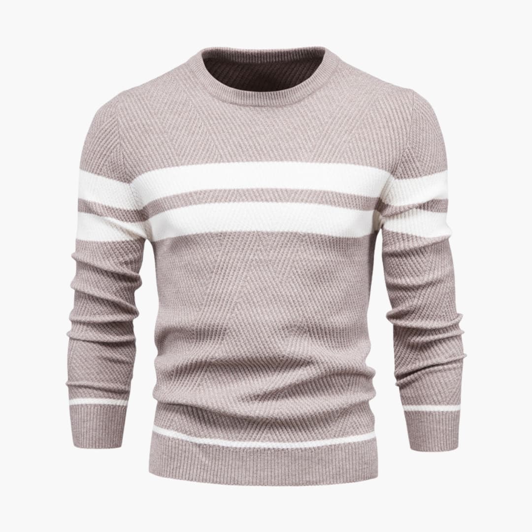 Classic Crew Neck Men's Striped Pullover Sweater
