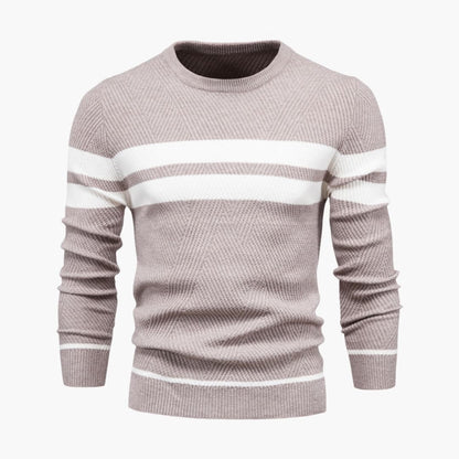 Classic Crew Neck Men's Striped Pullover Sweater