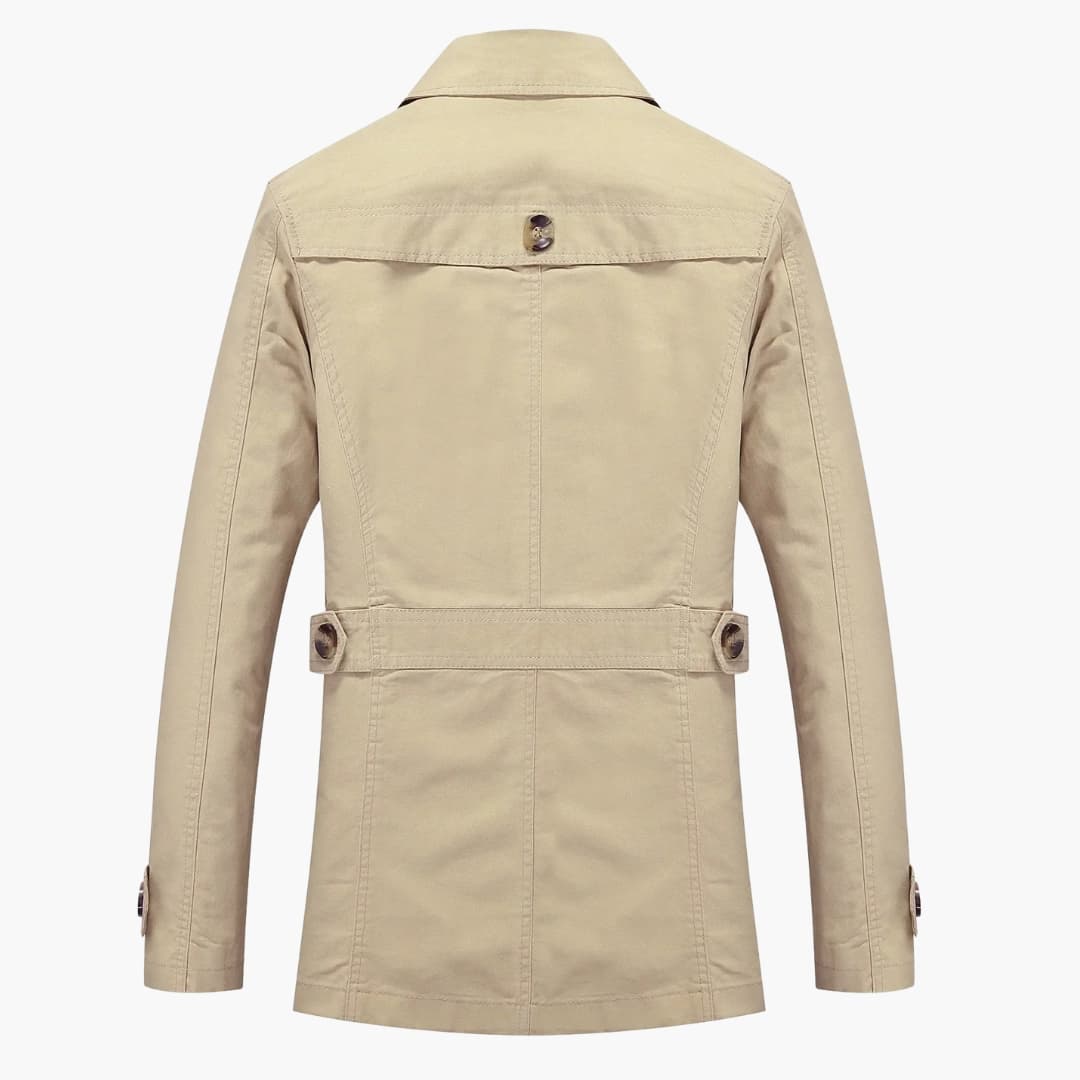 Classic Waterproof Men's Trench Coat with Pockets