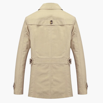 Classic Waterproof Men's Trench Coat with Pockets