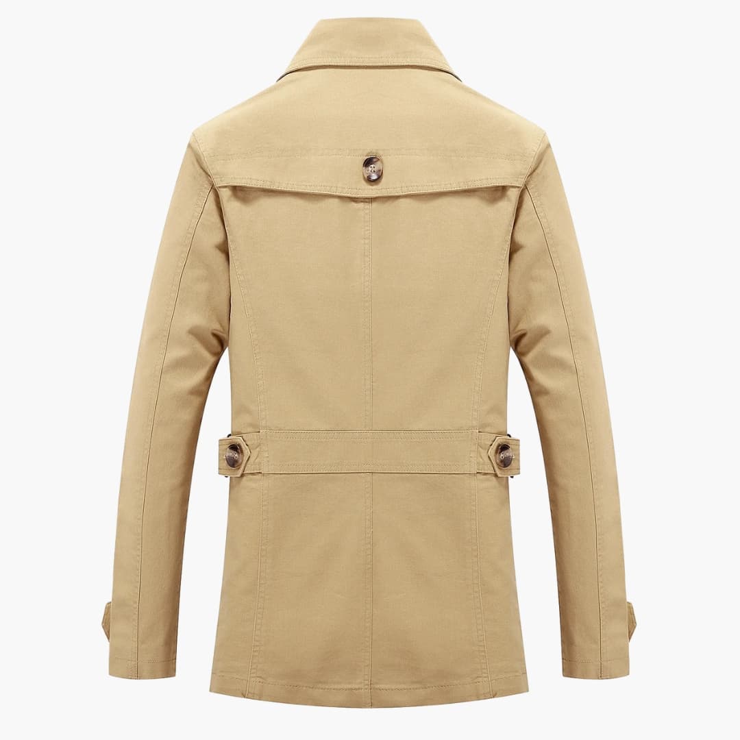 Classic Waterproof Men's Trench Coat with Pockets