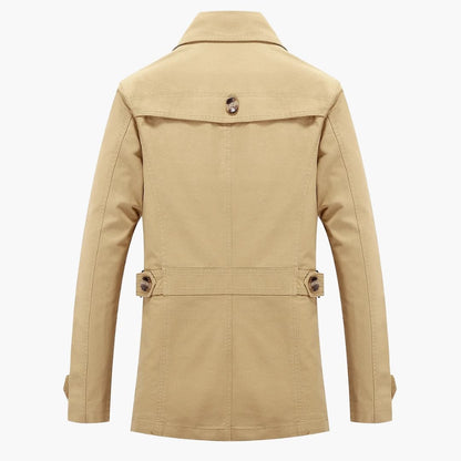 Classic Waterproof Men's Trench Coat with Pockets
