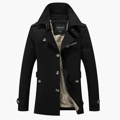 Classic Waterproof Men's Trench Coat with Pockets