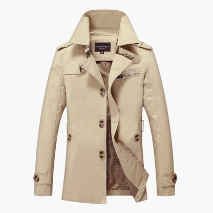 Classic Waterproof Men's Trench Coat with Pockets