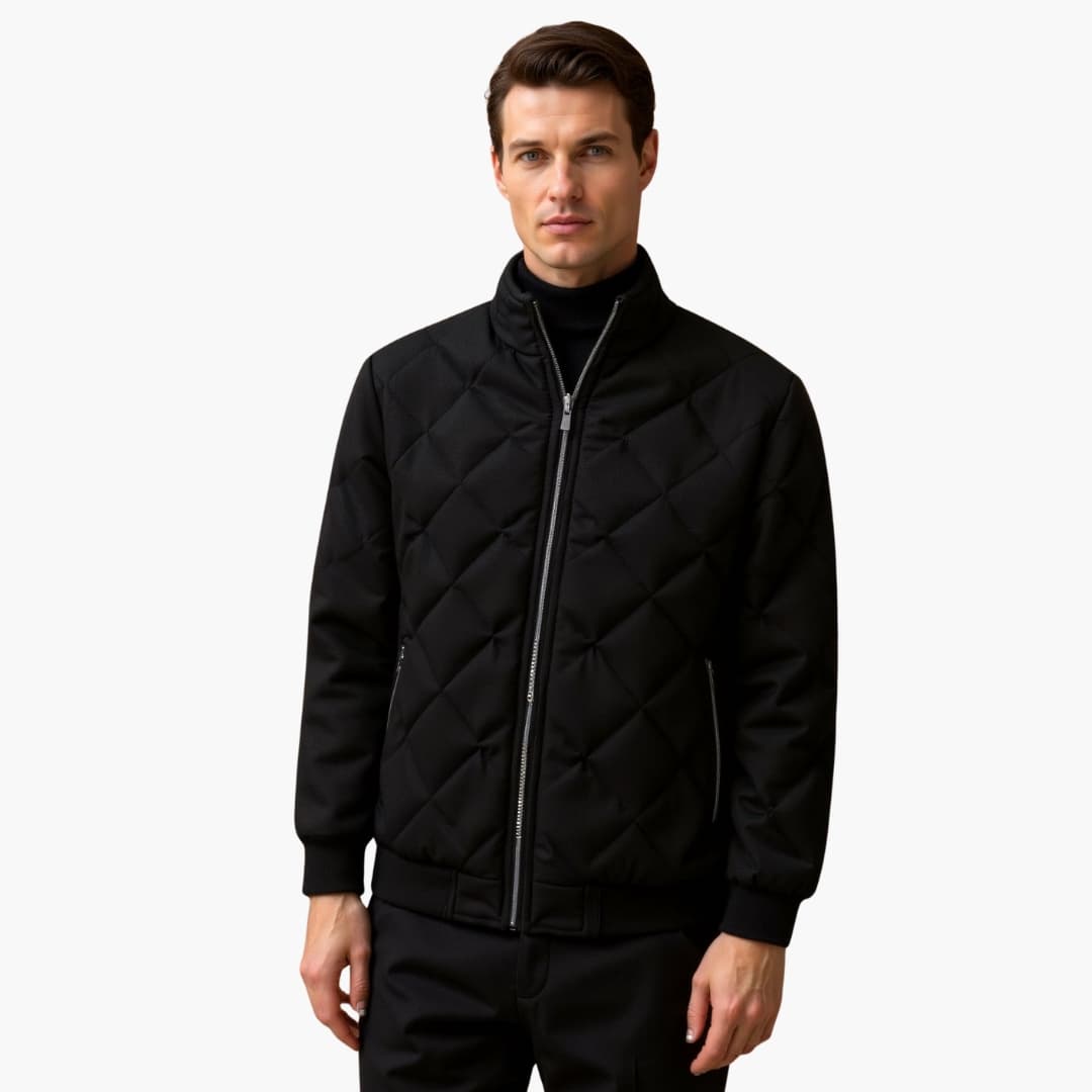 Warm Quilted Zip Up Mens Jacket - Vossary