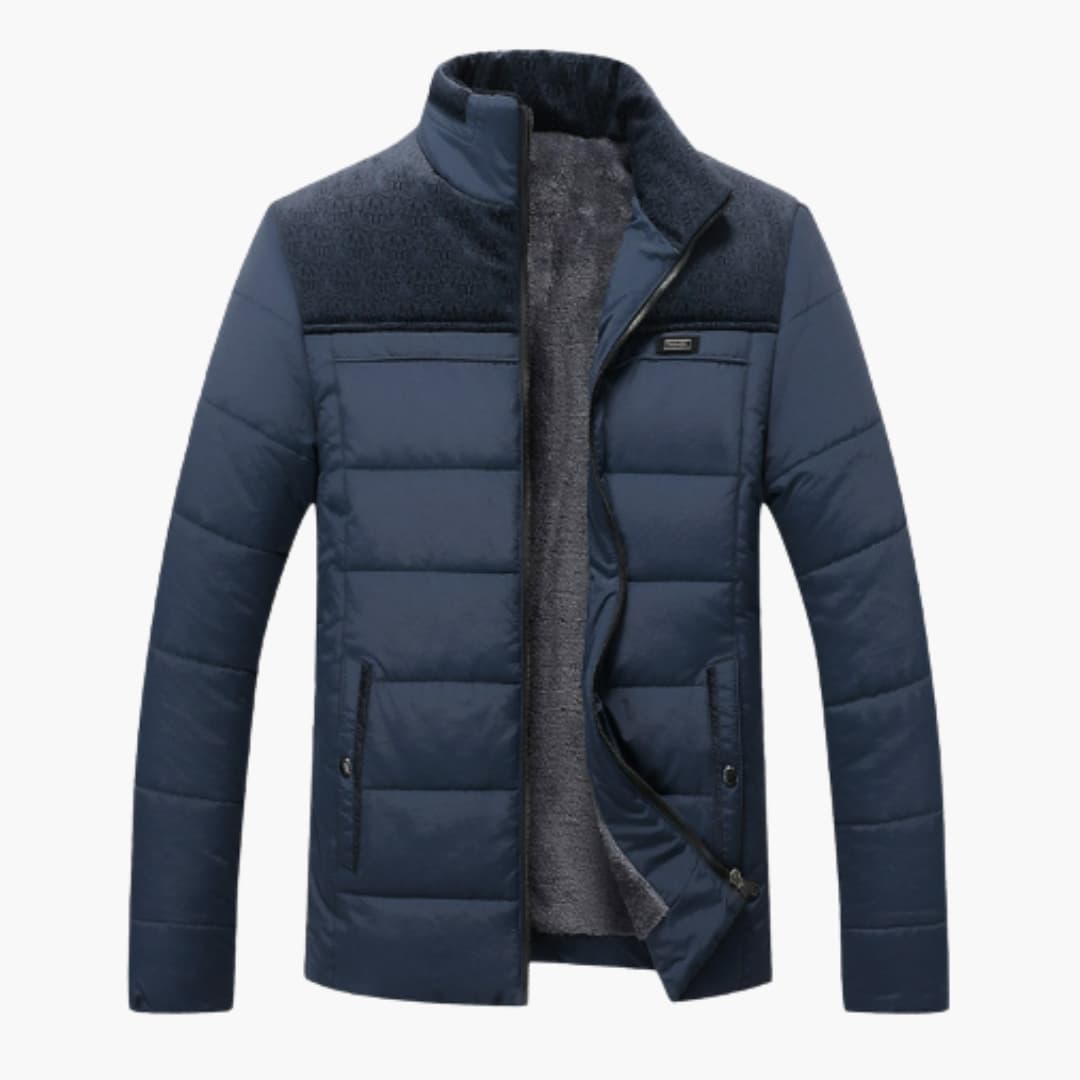 Quilted Mens Padded Jacket with High Collar
