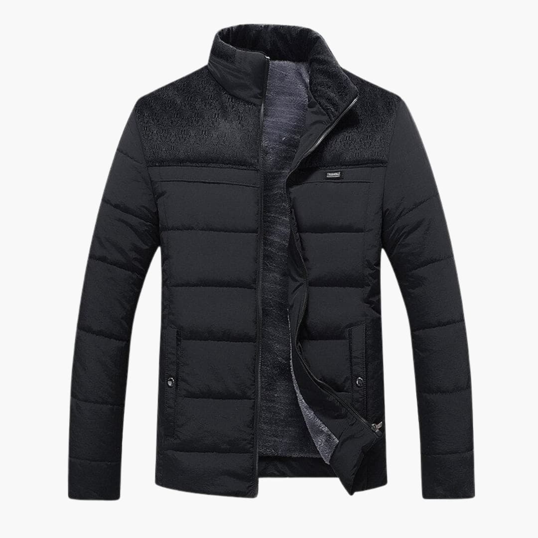 Quilted Mens Padded Jacket with High Collar - Vossary