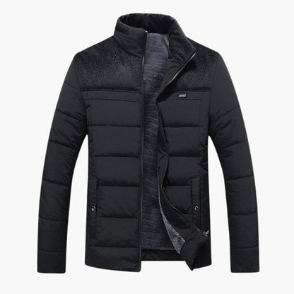 Quilted Mens Padded Jacket with High Collar - Vossary