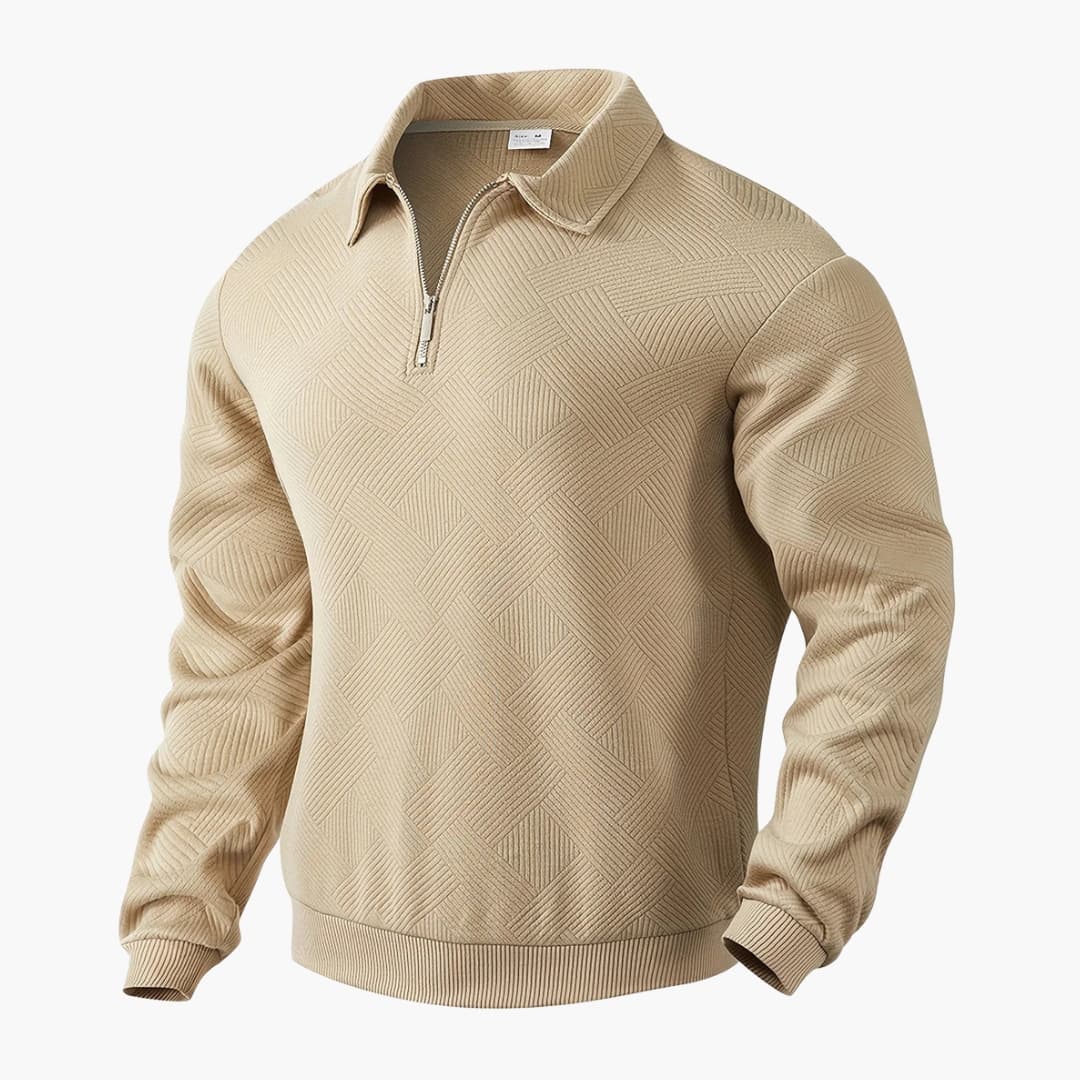 Men's Zip Up Crew Neck Sweater - Vossary
