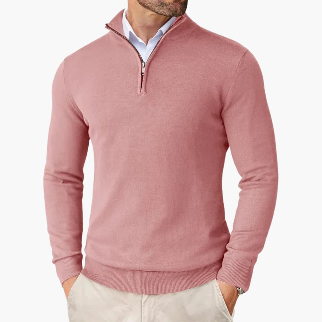 Men's Quarter Zip Ribbed Sweater