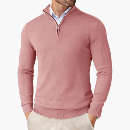 Men's Quarter Zip Ribbed Sweater