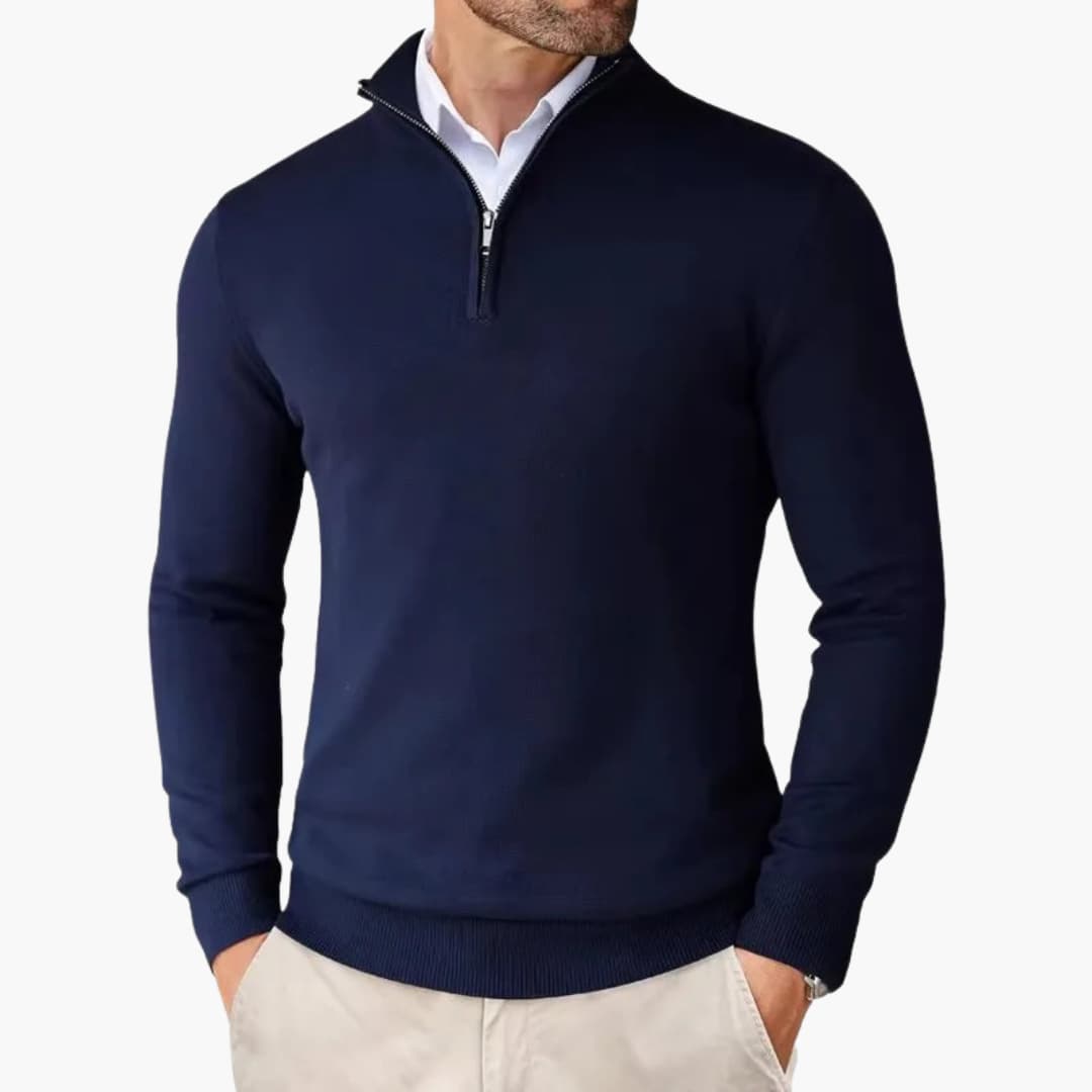 Men's Quarter Zip Ribbed Sweater