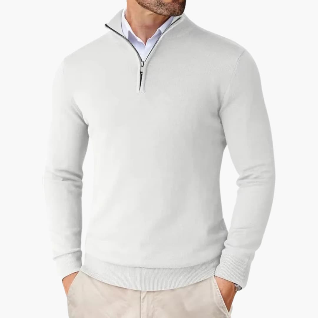 Men's Quarter Zip Ribbed Sweater