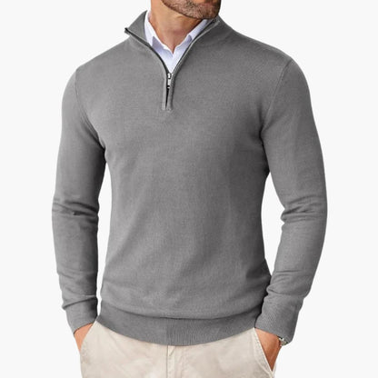Men's Quarter Zip Ribbed Sweater