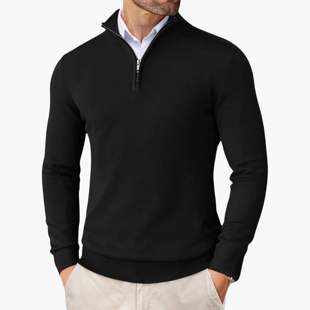 Men's Quarter Zip Ribbed Sweater