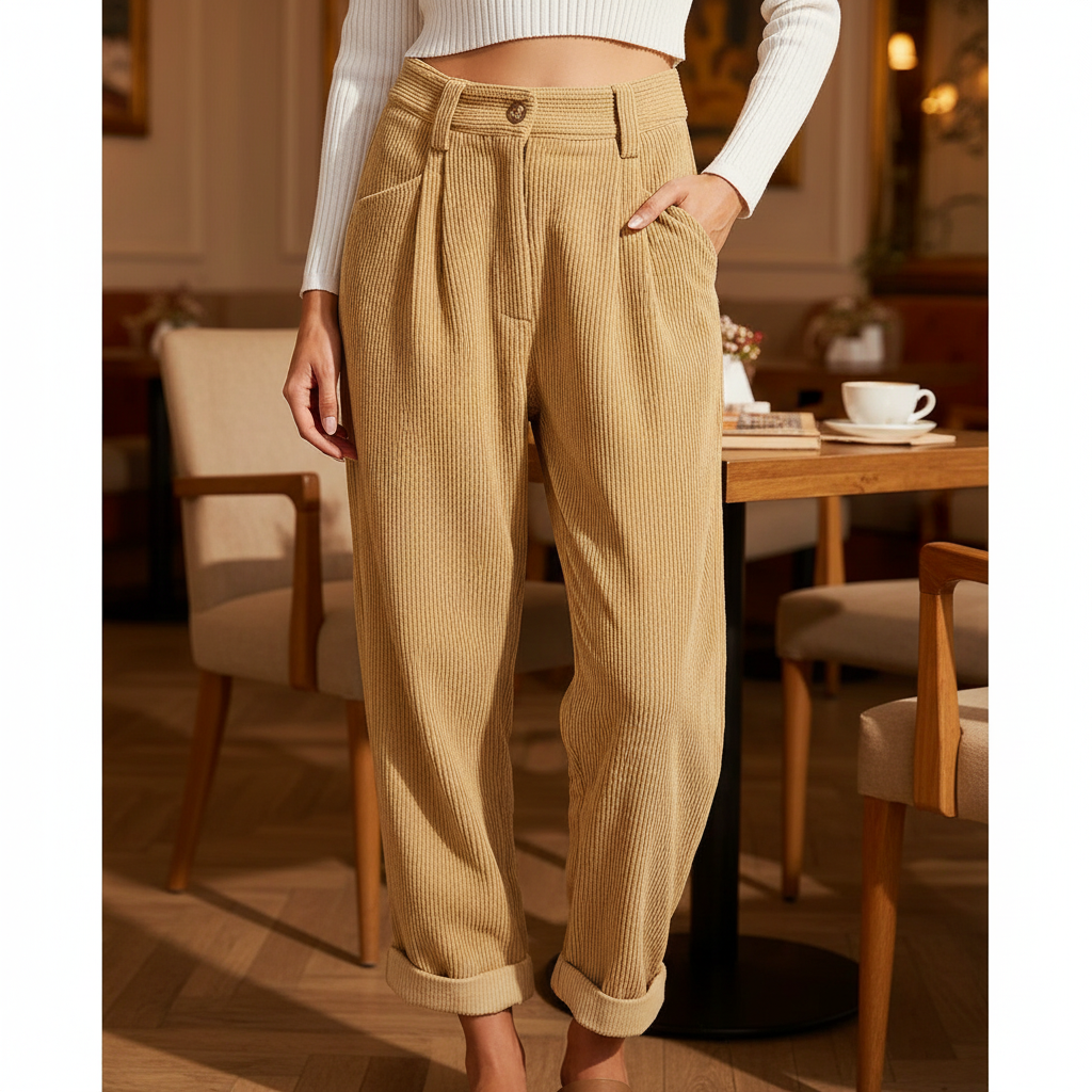 Comfortable Fit Corduroy Pants - Pexav