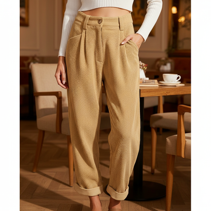 Comfortable Fit Corduroy Pants - Pexav