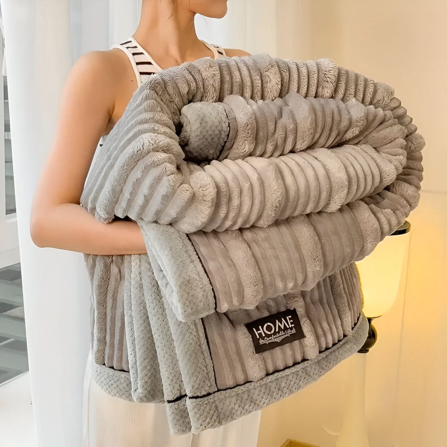 Simple Soft Ribbed Throw Blanket