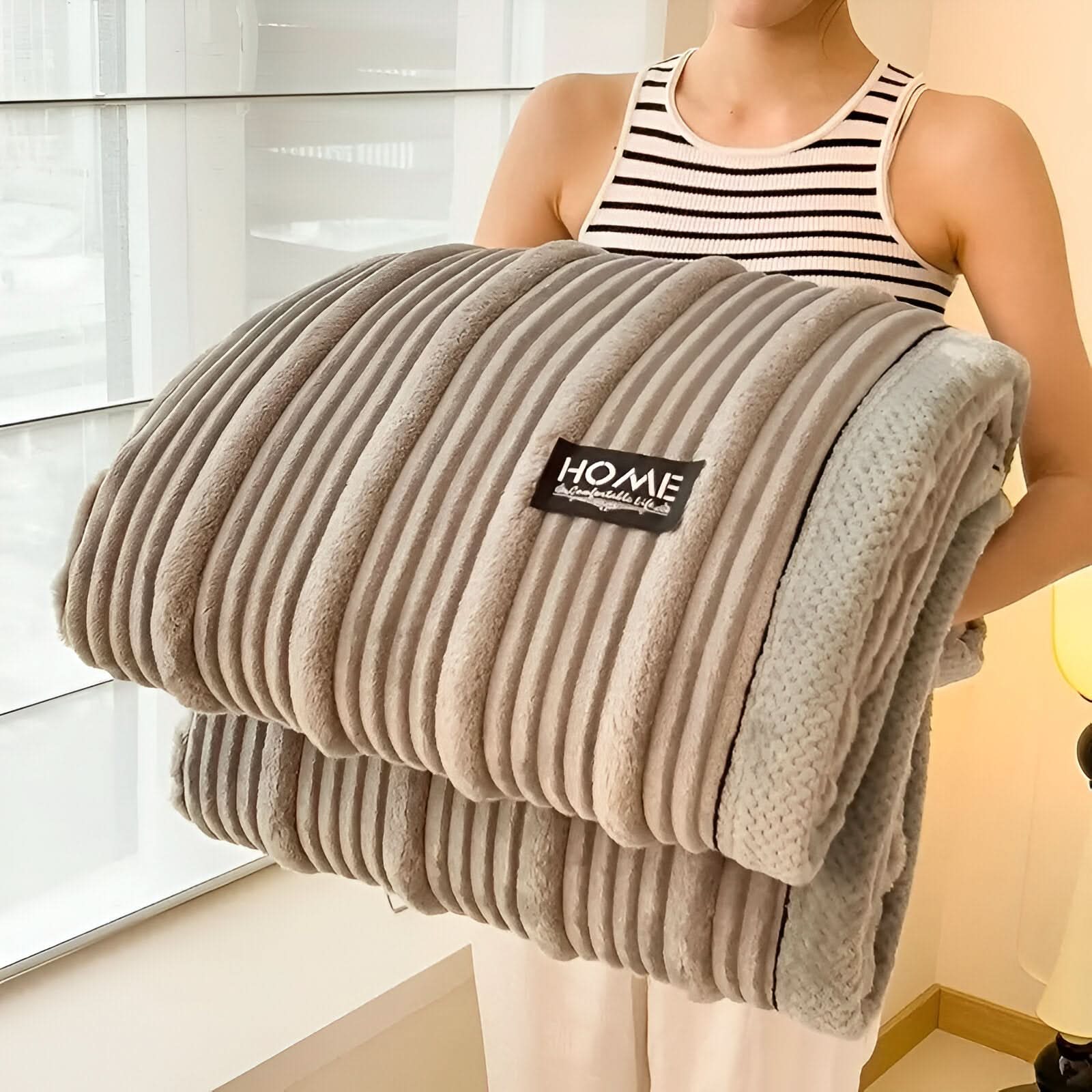 Simple Soft Ribbed Throw Blanket - EasyApparels