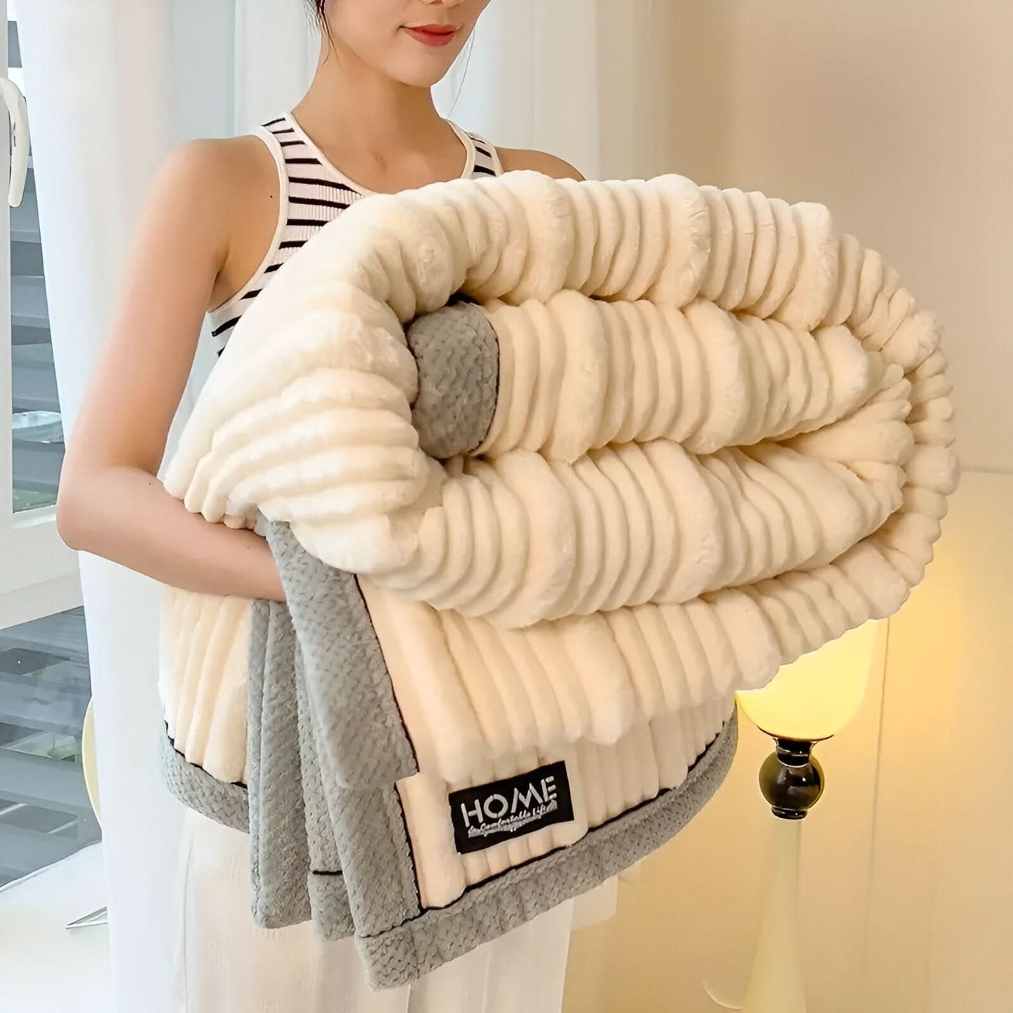 Simple Soft Ribbed Throw Blanket