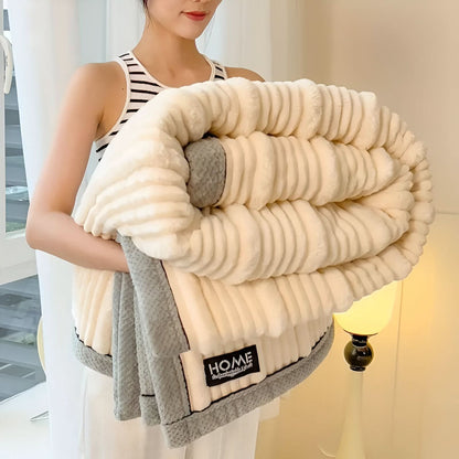 Simple Soft Ribbed Throw Blanket