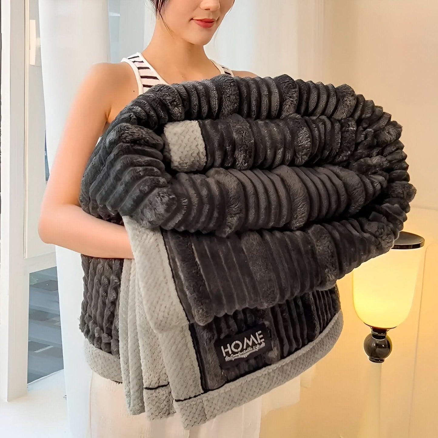 Simple Soft Ribbed Throw Blanket