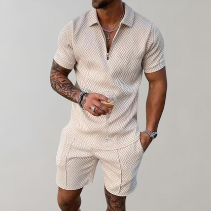Men's Short Sleeve Zip Jumpsuit in Breathable Fabric